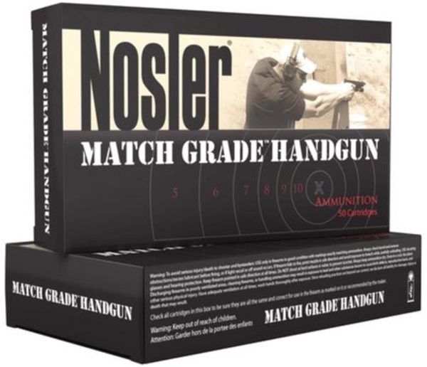 Nosler Match Grade Handgun Ammunition 45 ACP 185gr, Jacketed Hollow Point 50rd Box