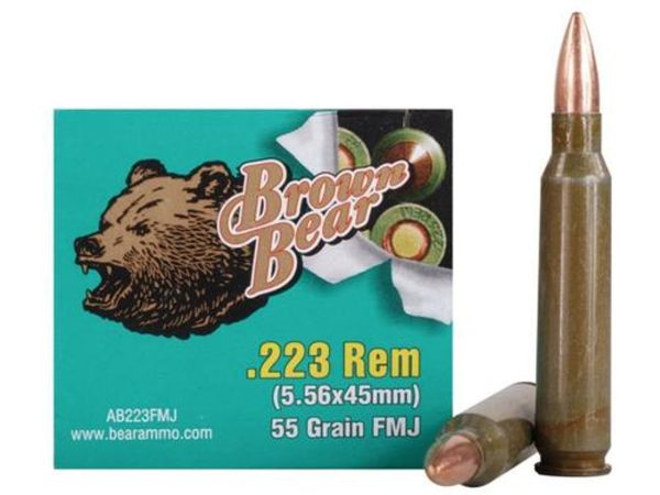 Brown Bear, .223 Rem, 55 Gr, FMJ, Bimetal, 20rd Box