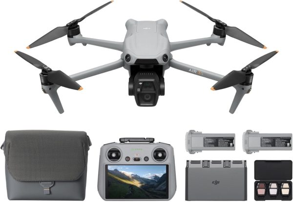 DJI Air 3S Fly More Combo (RC 2 Screen Remote Controller), Drone with 1" CMOS Wide-Angle & Medium Tele Camera for Adults, 4K/60fps, Omnidirectional Sensing & 3 Batteries for Extended Flight Time