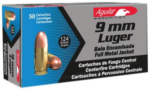 Aguila 9mm 124gr, FMJ, 50rd Box