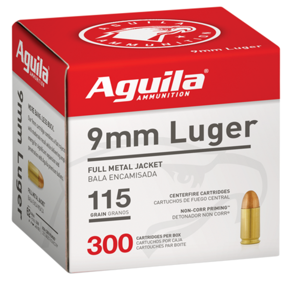 Aguila 9mm 115gr, FMJ, 300rd/Box