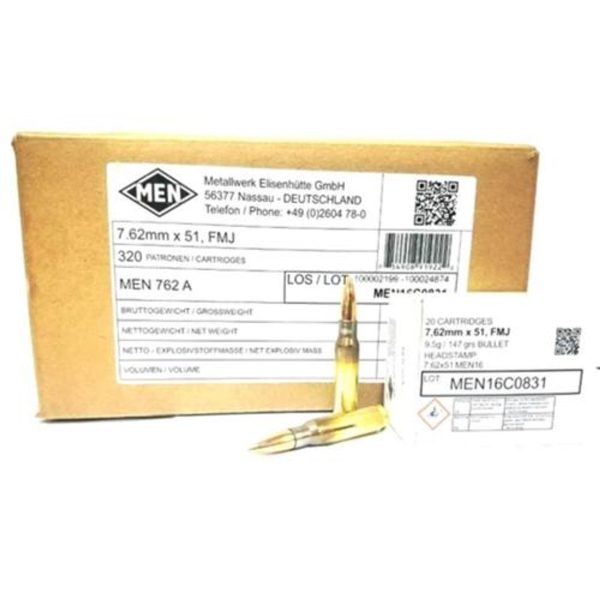 Magtech MEN 7.62x51mm NATO, 147gr, FMJ, 320rd/Case