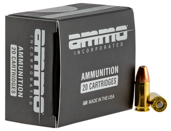 Ammo Inc Black Label 9mm, 115gr, Jacketed Hollow Point , 20rd Box