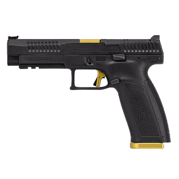 CZ P-10 F Competition-Ready 9mm, 5" Barrel, Optics Ready/FO Sights, Gold/Black, 19rd