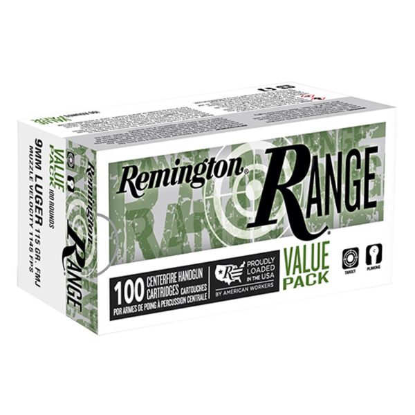 Remington Range Pack, 9mm Luger, 115gr, FMJ, 100rd Box