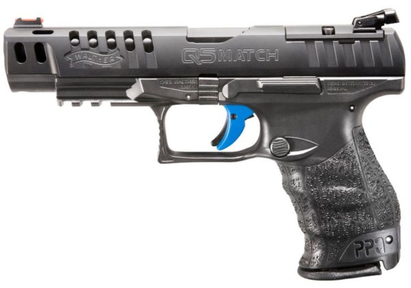 Walther PPQ M2 Q5 Match 9mm, 5" Barrel, Black, Fiber Optic Sight, 15rd