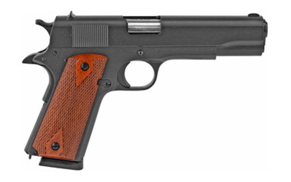 Cimarron 1911A1 .45 ACP, 5" Barrel, Fixed Sights, Wood Grip, Black, 8rd - Image 2