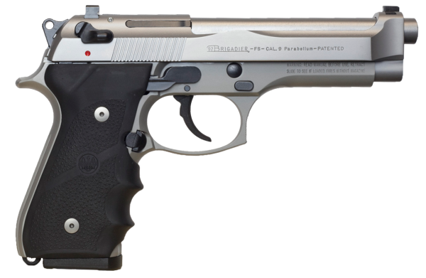 Beretta 92FS Brigadier 9mm, 4.9" Barrel, Silver Slide, 3 Dot Sights, 10rd