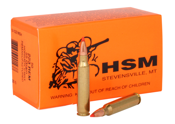 HSM 223 Remington, 55gr, Hornady V-Max, 50rd Box