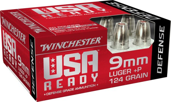 Winchester USA Ready 9mm +P, 124gr, Hex-Vent Hollow Point, 20rd Box