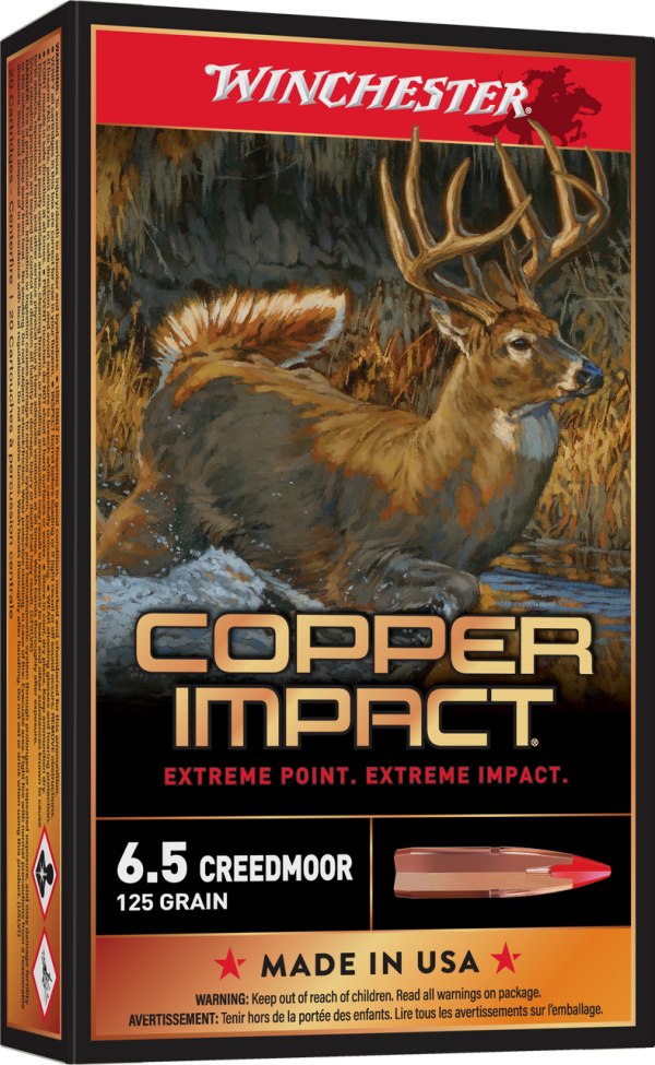 Winchester Copper Impact 6.5 Creedmoor 125gr, Copper Extreme Point Lead-Free, 20rd Box