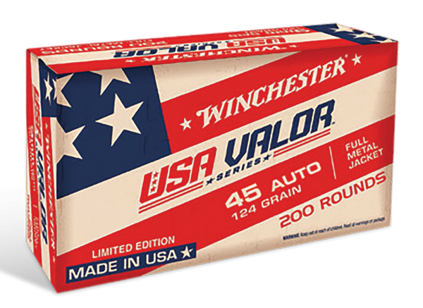 Winchester USA Valor .45 ACP, 230gr, Full Metal Jacket, 100rd Box