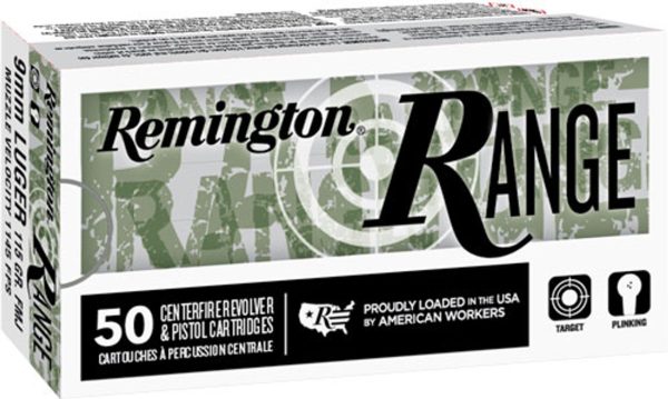 Remington Range, 9mm, 124gr, 1110 fps, FMJ, 50Bx/10Cs