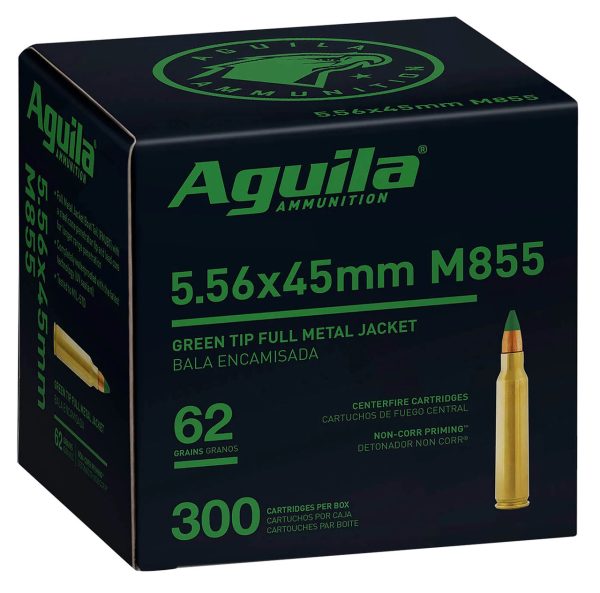 Aguila Green Tip M855 5.56x45mm, 62gr, FMJ Boat-Tail, 300Box/4Cs