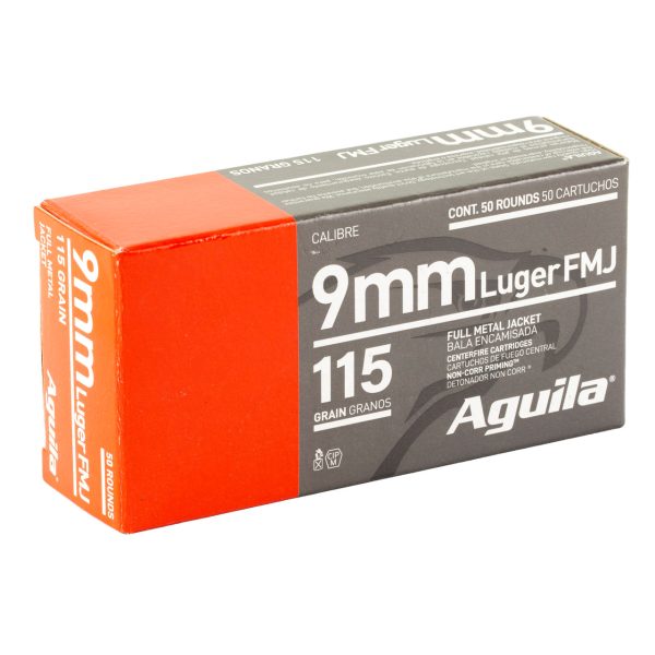 Aguila Ammunition 9mm, 115gr, Full Metal Jacket, 50rd Box - Image 2