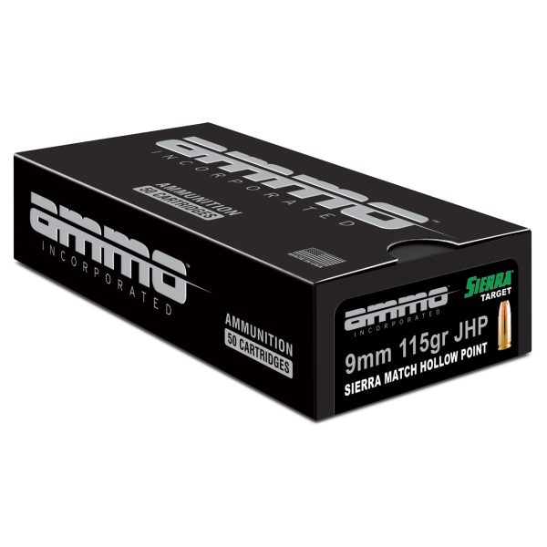 Ammo Inc Self Defense 9mm, 115gr, Sierra Match Jacket Hollow Point, 50rd Box