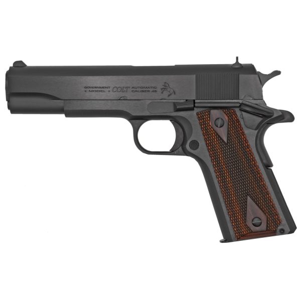 Colt 1911 Government 45 ACP, 5" Barrel, Black, Checkered Rosewood Grip, 7rd - Image 2