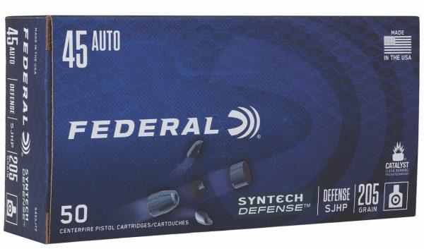 Federal Syntech Defense 45 ACP, 205gr, Semi-Jacketed Hollow Point, 50rd Box