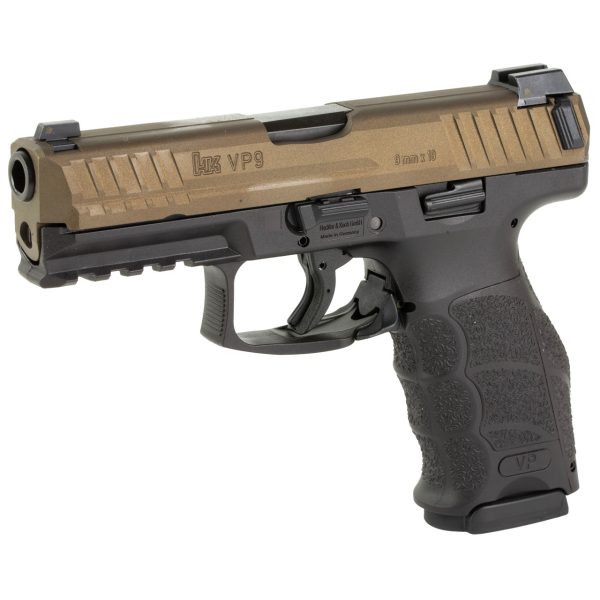 HK VP9 9mm, 4.09" Barrel, Polymer Frame, Midnight Bronze, Night Sights, 17rd - Image 3