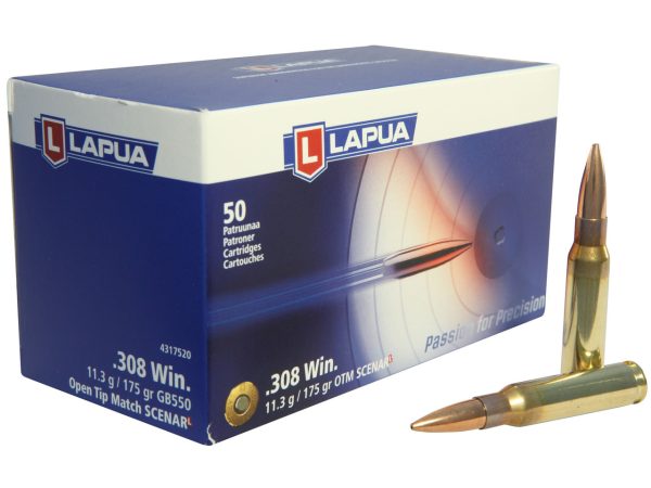 LAPUA 308 Winchester 7.62x51mm, 167gr, Open Tip Match, 50rd Box