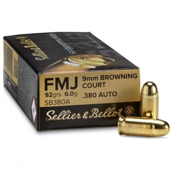 Sellier & Bellot .380 ACP, 92gr, FMJ, 50rd Box