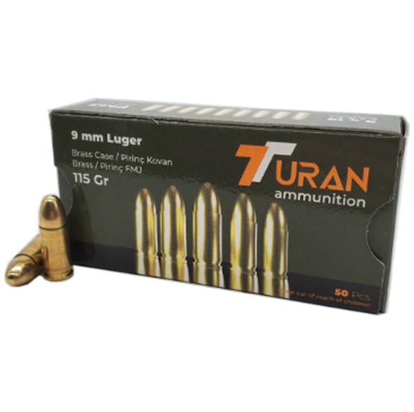 Turan Ammunition 9mm, 115gr, FMJ, 50rd Box